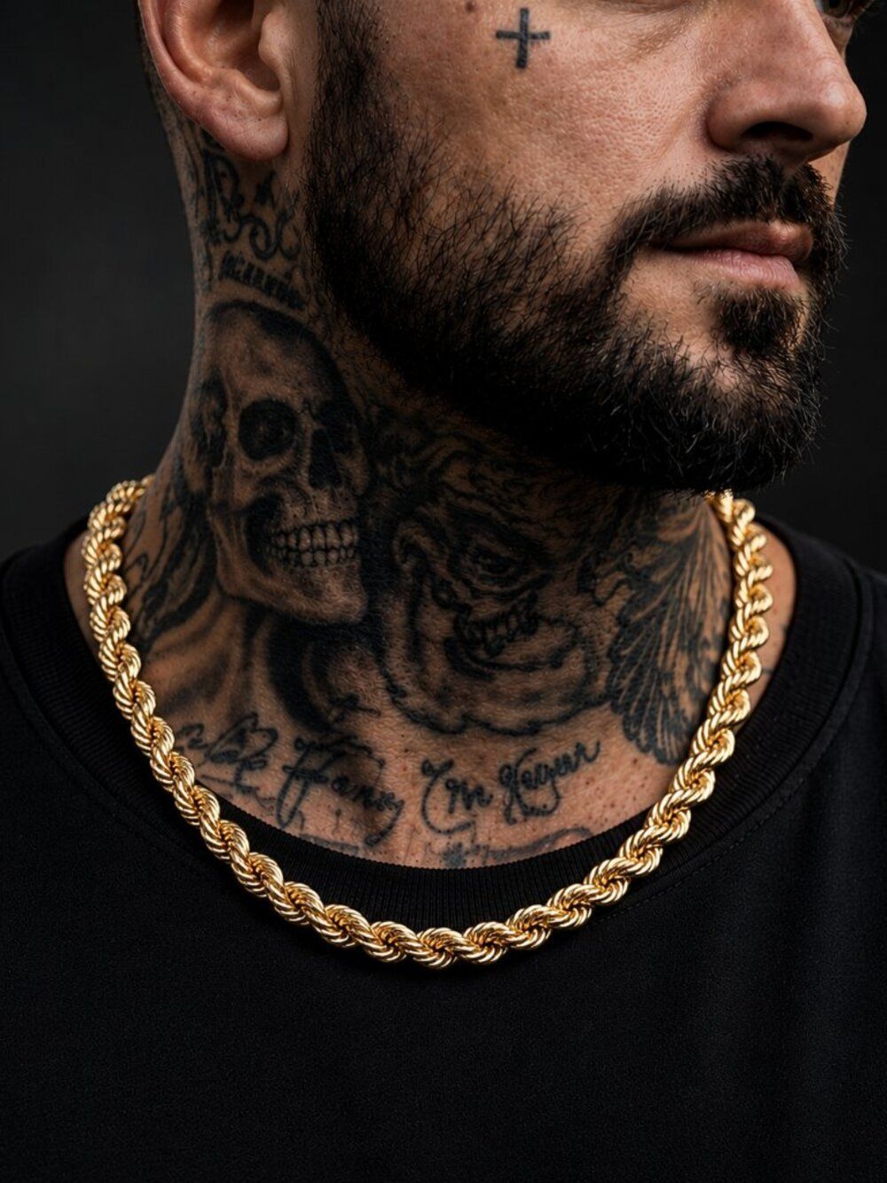 Gold 8mm Stainless Steel Rope Necklace